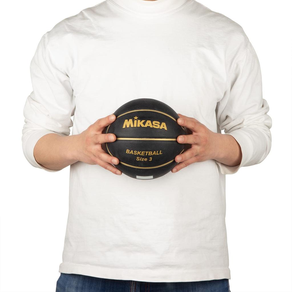 MIKASA Size 3 Juniors and Basketball, (for Kids), Rubber, Black/Gold, B3JMR-BKGL