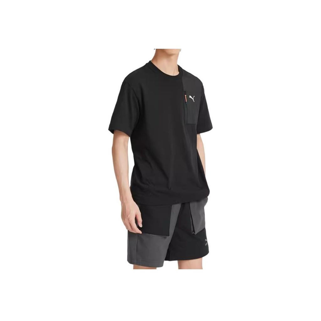 Puma Logo Casual Breathable Round Neck Short Sleeve T-Shirt Men Tops Black 678357