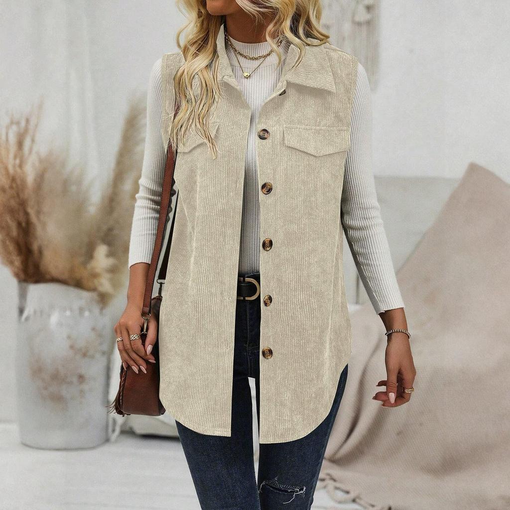 Женский модный однотонный жилет с воротником и кардиганом, повседневный жилет без рукавов для работы