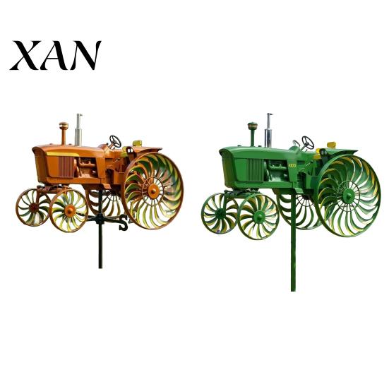 Tractor Windmill Sculpture Skeleton Riding Motorcycle Wind Spinner Decoration Metal Kinetic Weather-resistant Outdoor Garden Yard Patio Lawn