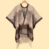 Shawl Imitation Cashmere Knitted Scarf Split Fork Oil Painting Cape Cloak Outside