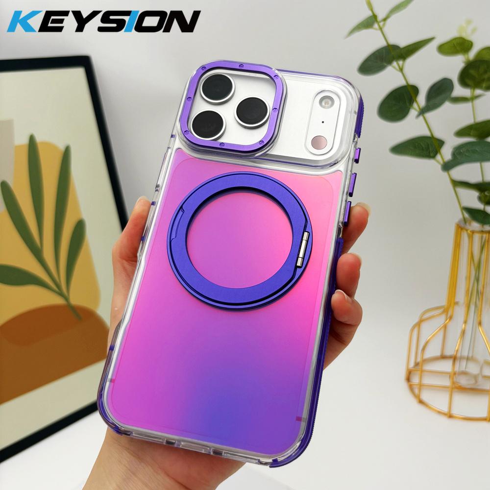 KEYSION Магнитный чехол для телефона с кольцом-подставкой, вращающимся на 360°, для MagSafe, для iPhone 17 Pro Max 17 Air, лазерный градиент, противоударная задняя крышка