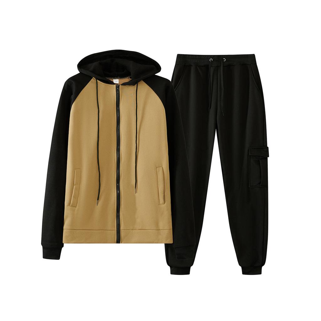 Мужской спортивный костюм с капюшоном, унисекс, двухсекционная одежда для бега, пуловер с длинными рукавами, толстовки с капюшоном + комплект спортивных штанов
