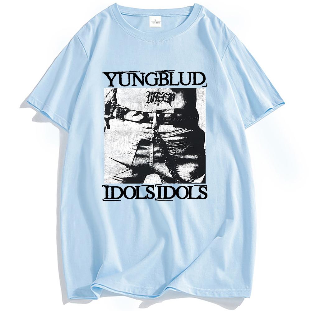 Футболка с татуировками идолов YUNGBLUD, с принтом певца, хлопковая, с коротким рукавом, летняя, унисекс, уличная одежда, хип-хоп, мужские футболки, топ