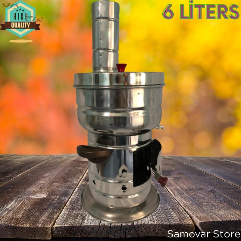 Samovar Tea Warmer Steel Teaware Turkish Samovar Camping Samovar On the Wood