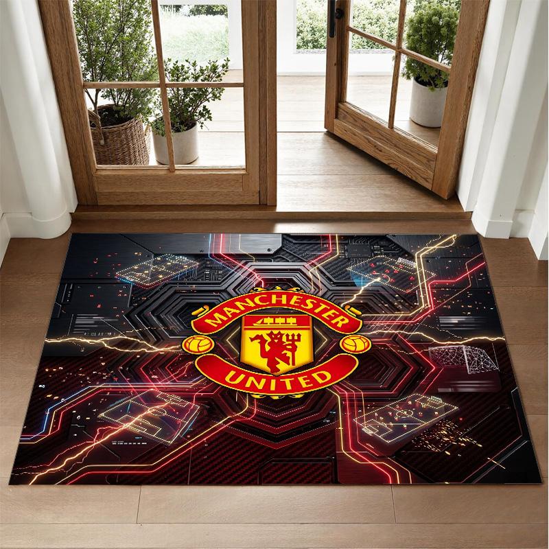 Manchester United Design Crystal Velvet Rug Soft Decorative Mat for Bedroom Entrance
