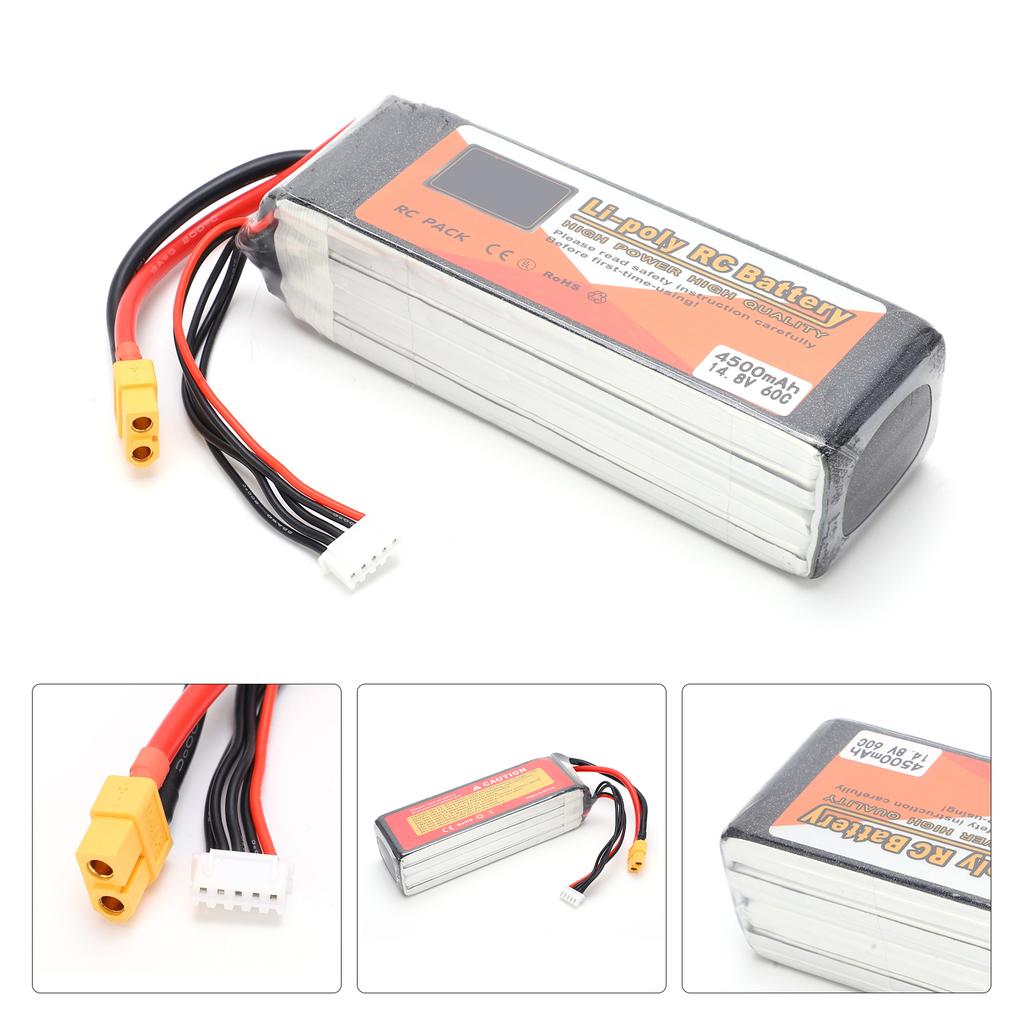 14,8 В 4500 мАч 4S 60C Lipo аккумулятор с разъемом XT60 RC аккумулятор для RC автомобиля лодки вертолета дрона