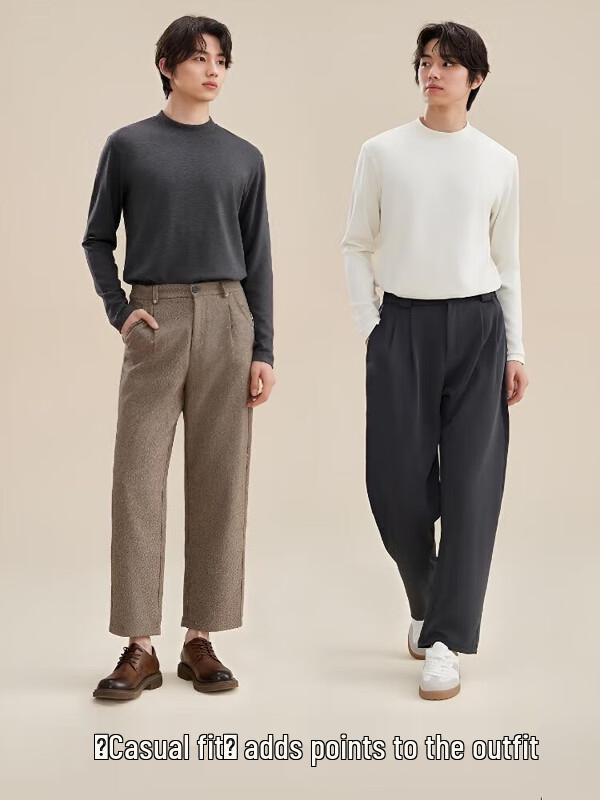 Мужской базовый топ из шерсти и модала с воротником средней высоты FUNIBAOLUO