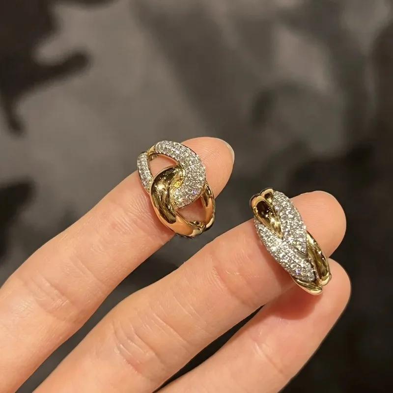 Classic Luxury High Quality Micro Set Crystal Twists Trend Glossy Rings for Women Fashion Couple Style Glossy Ring Jewelry