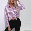 Spring Autumn Satin Blouse Imitation Silk Long Sleeve Shirt for Women's Plus Size Loose Tops