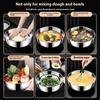 Golden Silver Stainless Steel Round Kitchen Cooking And Baking Kneading Bowl Rust-Resistant For Kneading Dough Serving Noodles