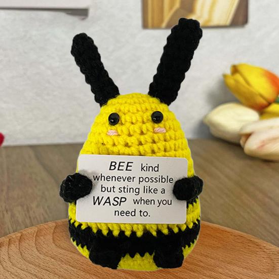 Позитивная вязаная крючком кукла-животное с вдохновляющей открыткой Эмоциональная поддержка Ручная работа Вязание Утка Цыпленок Пчела Украшение Орнамент Дети Взрослые Стресс