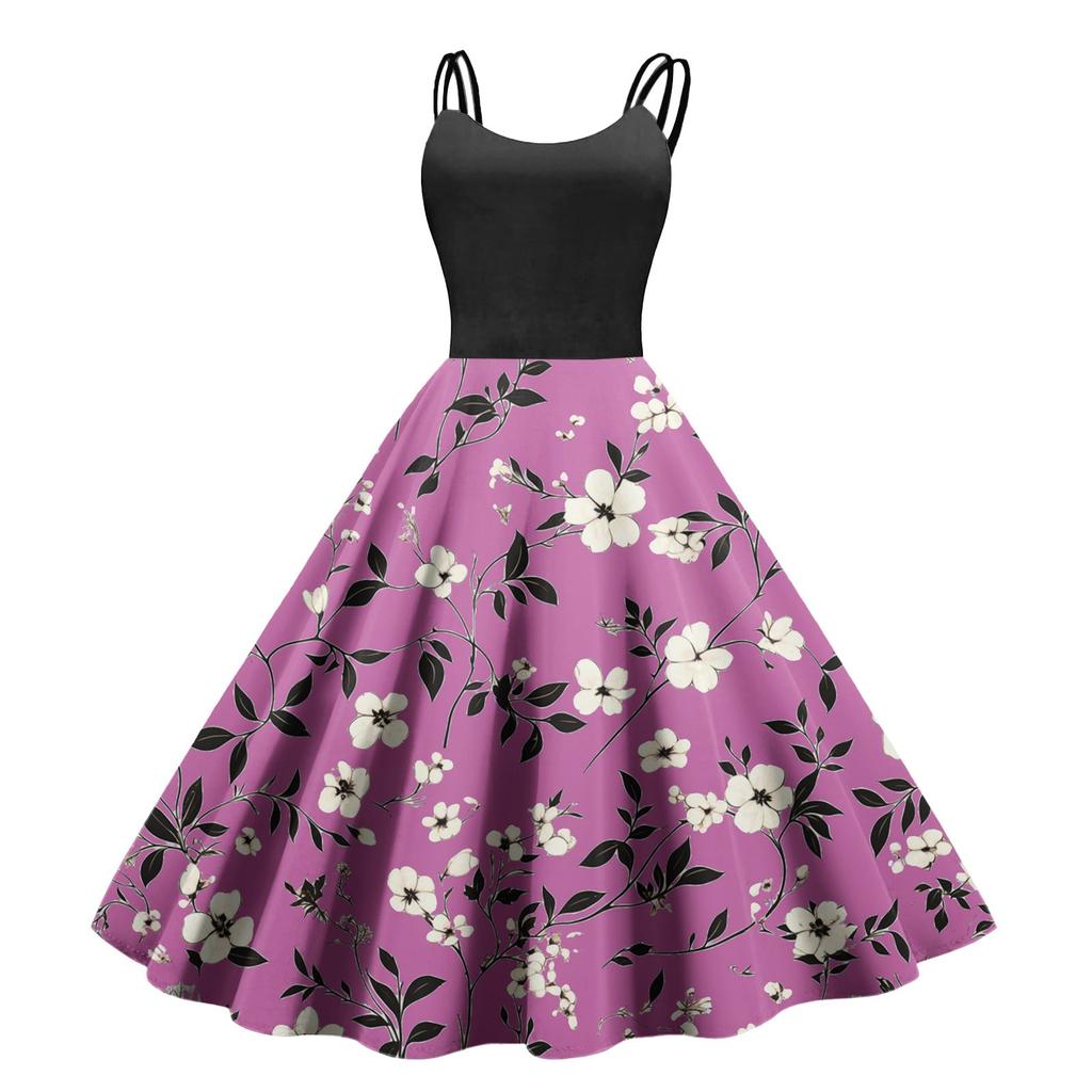 Women's Casual Fashion Print Sexy Off Shoulder Punk Retro Dress Retro Dress Dress