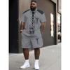 Stylish Men's Printed Fun Set, Oversized T-shirt and Shorts for Shopping and Travel PLUS SIZE