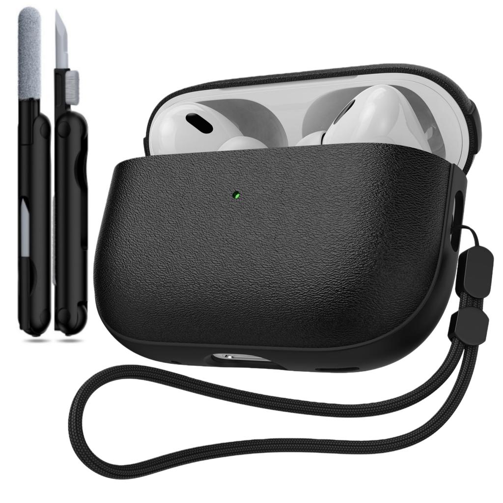 New For AirPods Pro 3 Earphone Case Leather Texture For AirPods Pro 3rd Generation Protective Case with Lanyard For AirPods Pro3