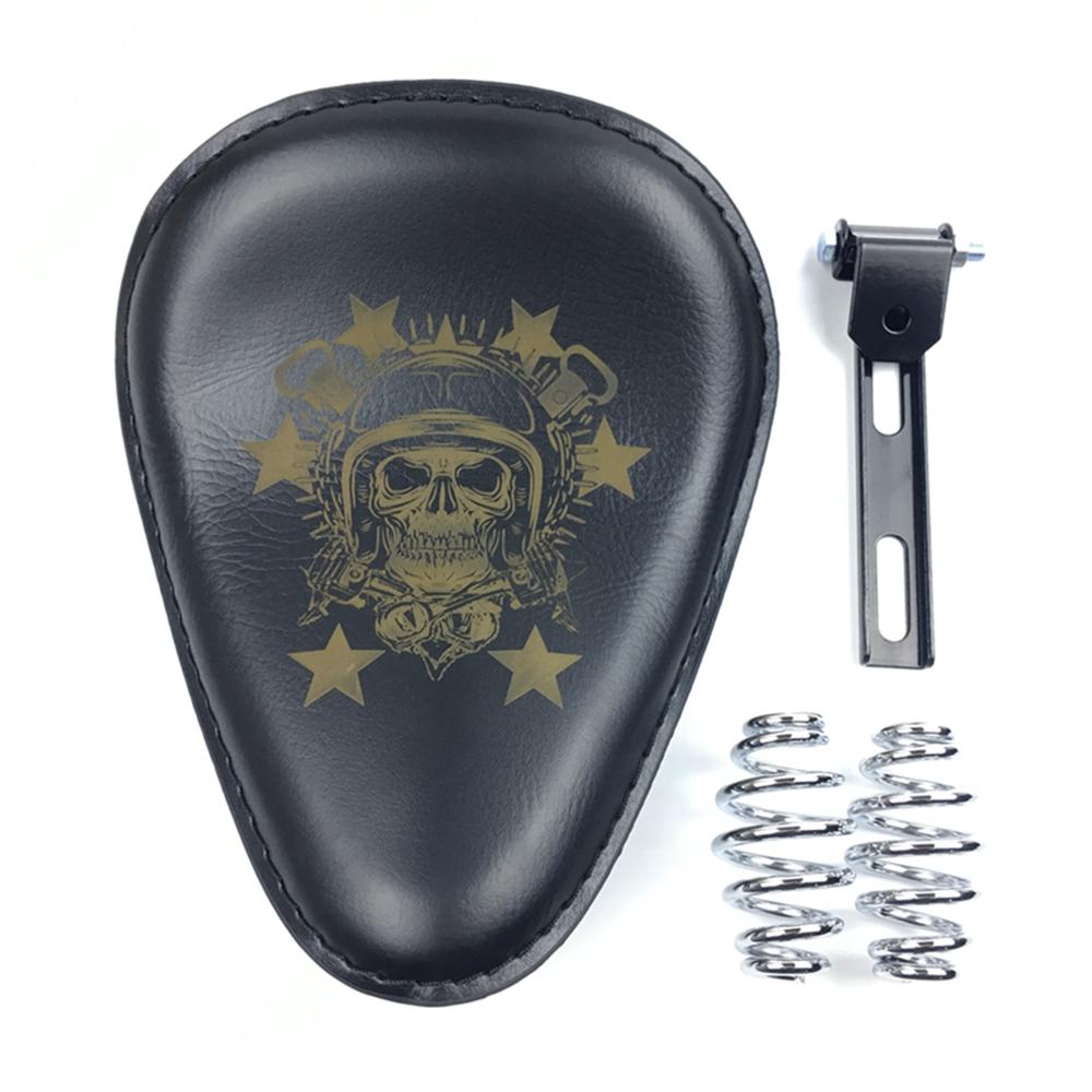 Мотоциклетное ретро черное кожаное сиденье Skull Solo + 3-дюймовый поворотный кронштейн для сиденья Harley Custom Chopper Bobber Saddle