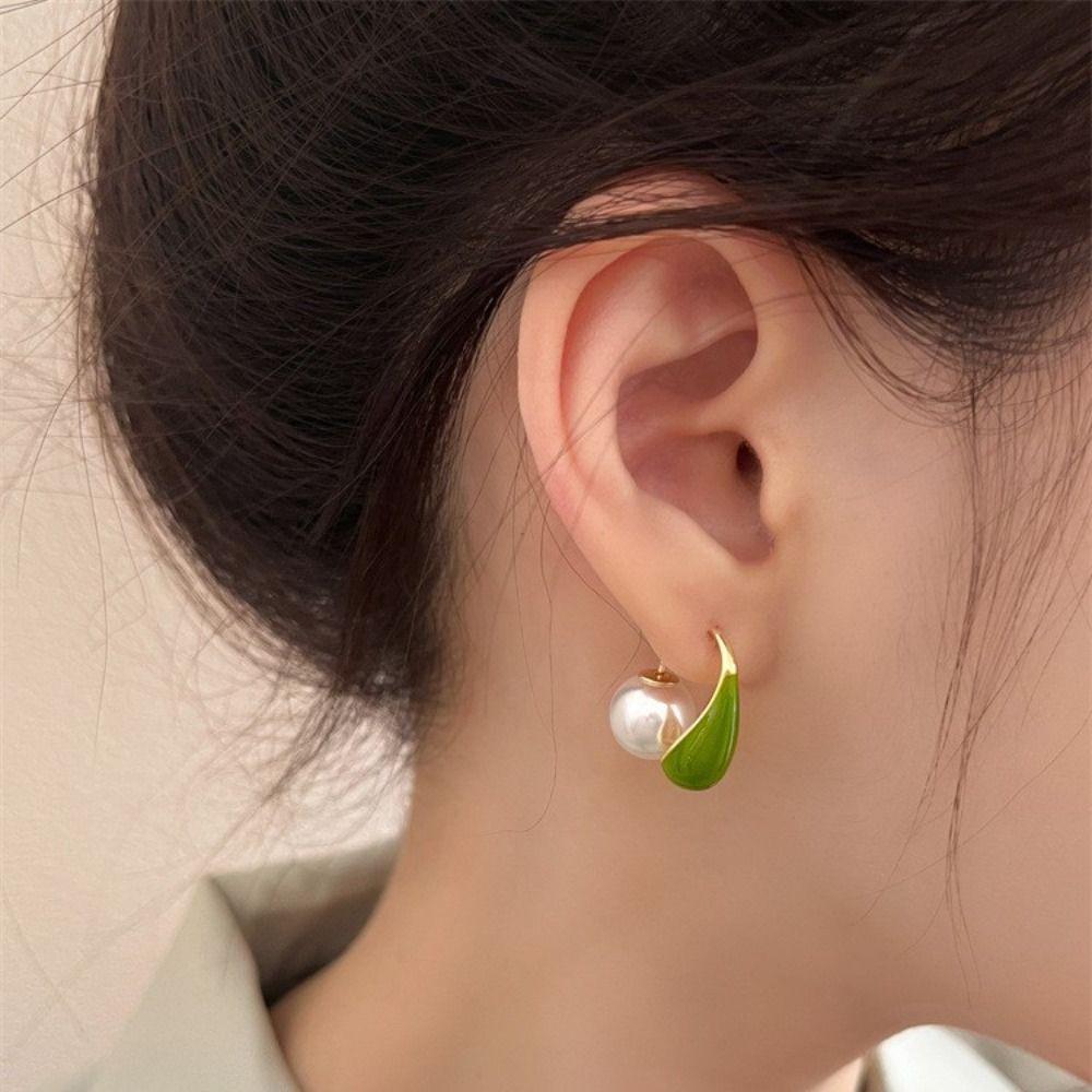 Oil Dropping Back Hanging Earrings Water Dropping Korean Studs Earrings Enamel Earrings Party Gift