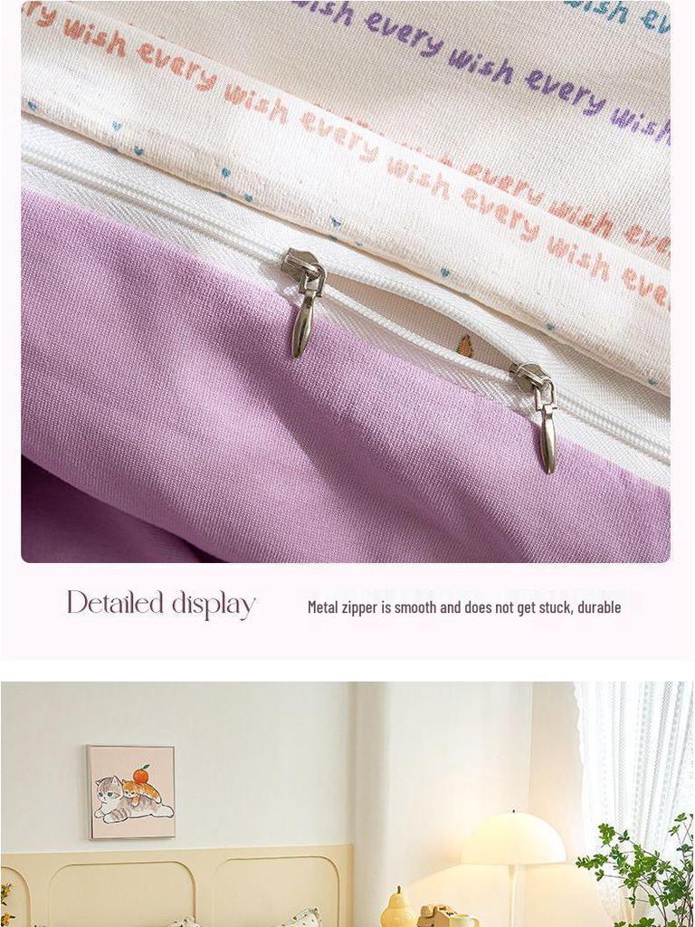 Двухслойный комплект постельного белья из чистого хлопкового муслина G5Z: Пододеяльник, Простыня и Наволочка - Можно стирать в машине и Настраиваемые