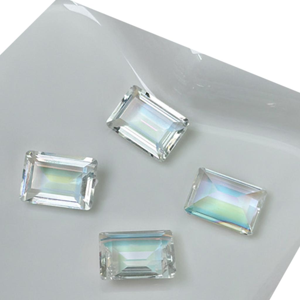 10 Pcs Nail Rhinestones Nail Crystal Gems Rectangular Nail Charms Clear Nail Art Charms Nail Art Decorations for Women