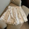 Женские летние повседневные шорты с широкими штанинами и кружевным бантом на резинке на талии