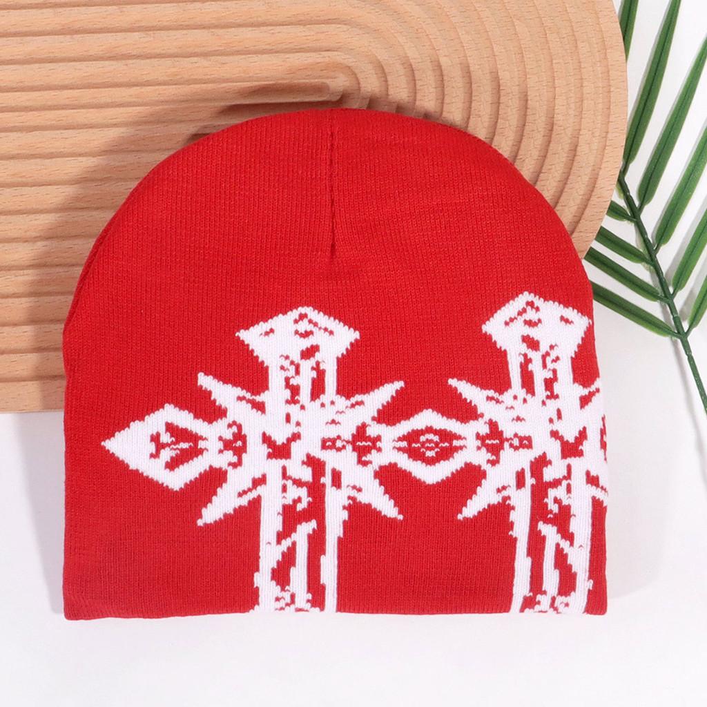 Double Pattern Cross Knitted Cap With Breathable Warm Hat Unisex Fashion Gift