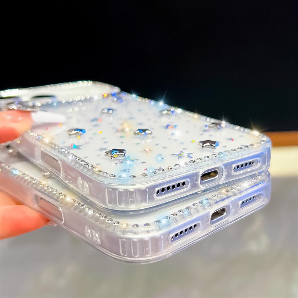 Чехол для телефона ручной работы с блестящими бриллиантовыми звездами, IMD, совместимый с сериями iPhone 13, iPhone 14, iPhone 15, iPhone 16, iPhone 17