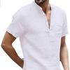Summer  Men's Short-Sleeved T-shirt Cotton and Linen Led Casual Men's T-shirt Shirt Male Breathable Polo Shirts