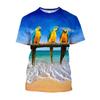 Jumeast 3D Rainforest Scarlet Macaw Printed Men T-shirts Grunge Y2K Unisex Baggy T Shirt 2000s Aesthetic Youth Clothing T-shirty