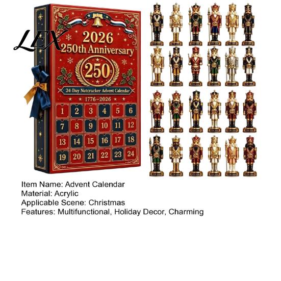 Holiday Countdown Toy 2026 Nutcracker Advent Calendar, 24-Day Retro Soldier Figure Set, 2D Christmas Calendar Flat Acrylic Tree Hanging Decor,