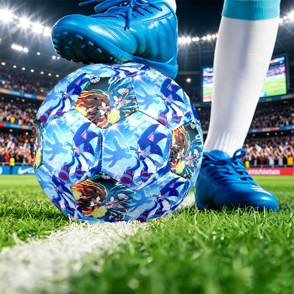 Sonic the Hedgehog Printed Size 5 Standard Football, Waterproof PU Training Soccer Ball for Outdoor Sports