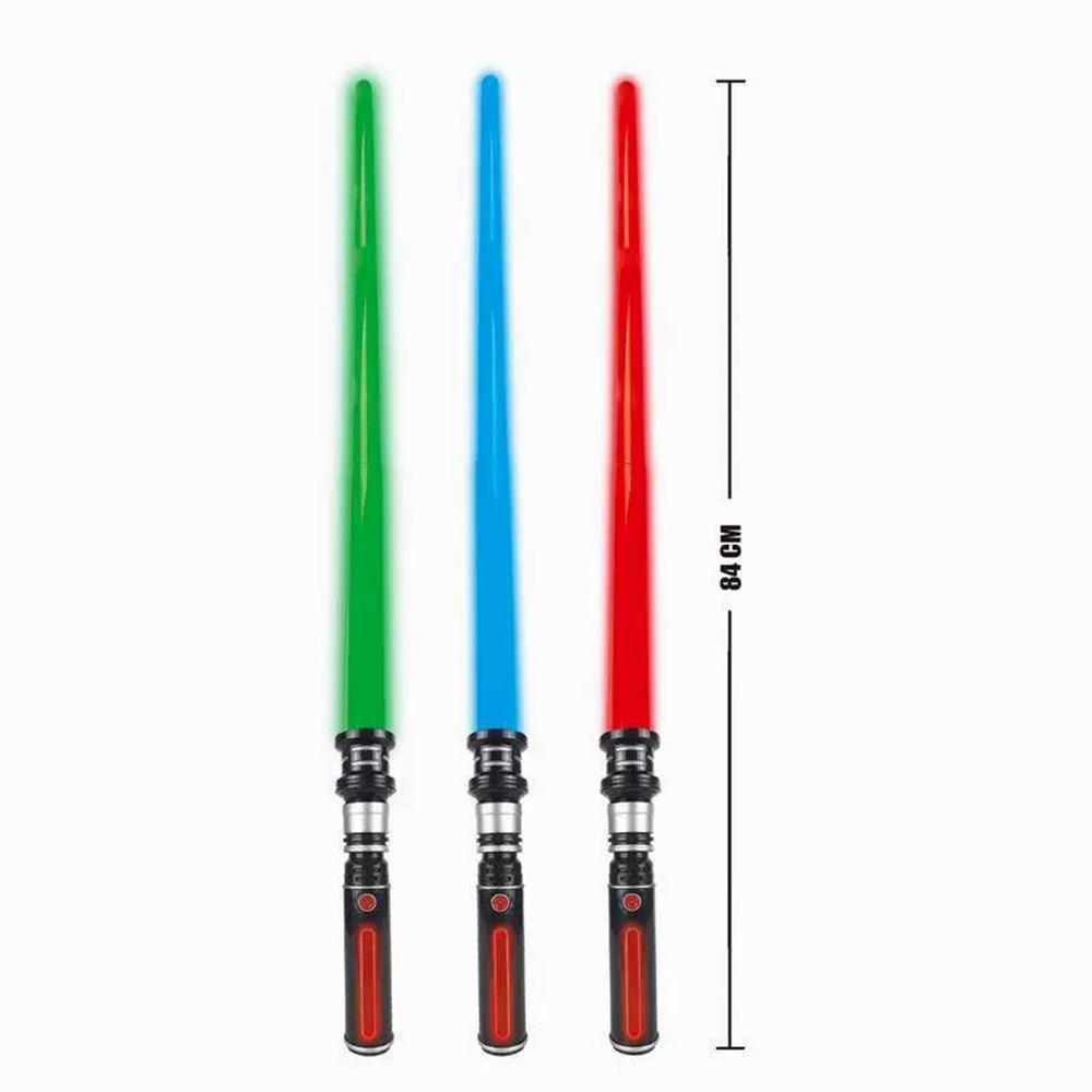 2Pcs Lightsaber Extendable Light-Up Toy Sword RGB Color Telescopic Light Bars with Sound Effect
