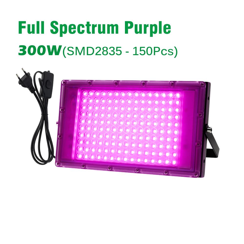 Светодиодный светильник для выращивания растений, 220 В, фитолампа полного спектра, 50 Вт/100 Вт/300 Вт, водонепроницаемая