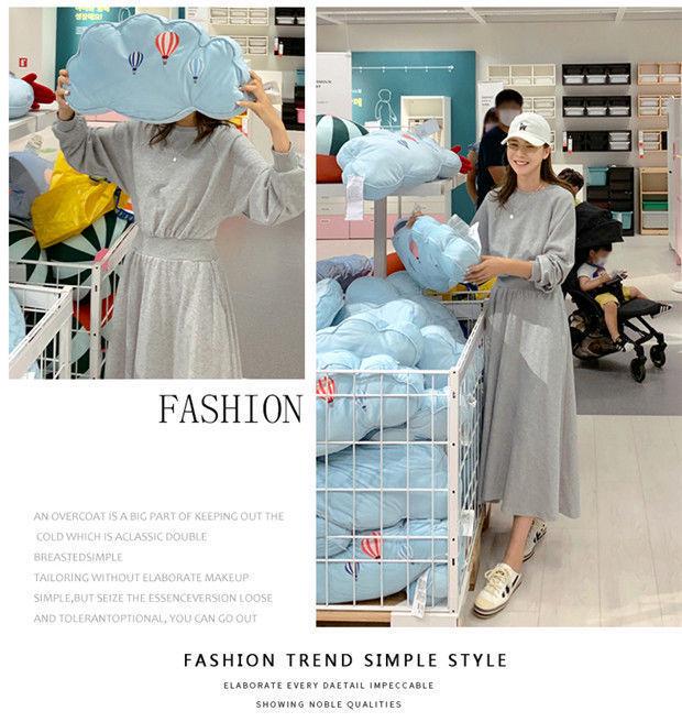 Платье свободного кроя с длинными рукавами в корейском стиле для женщин - коллекция осень/зима