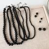 Черное стеклянное ожерелье из бисера, легкое роскошное холодное ветровое крутое шикарное колье-колье для женщин