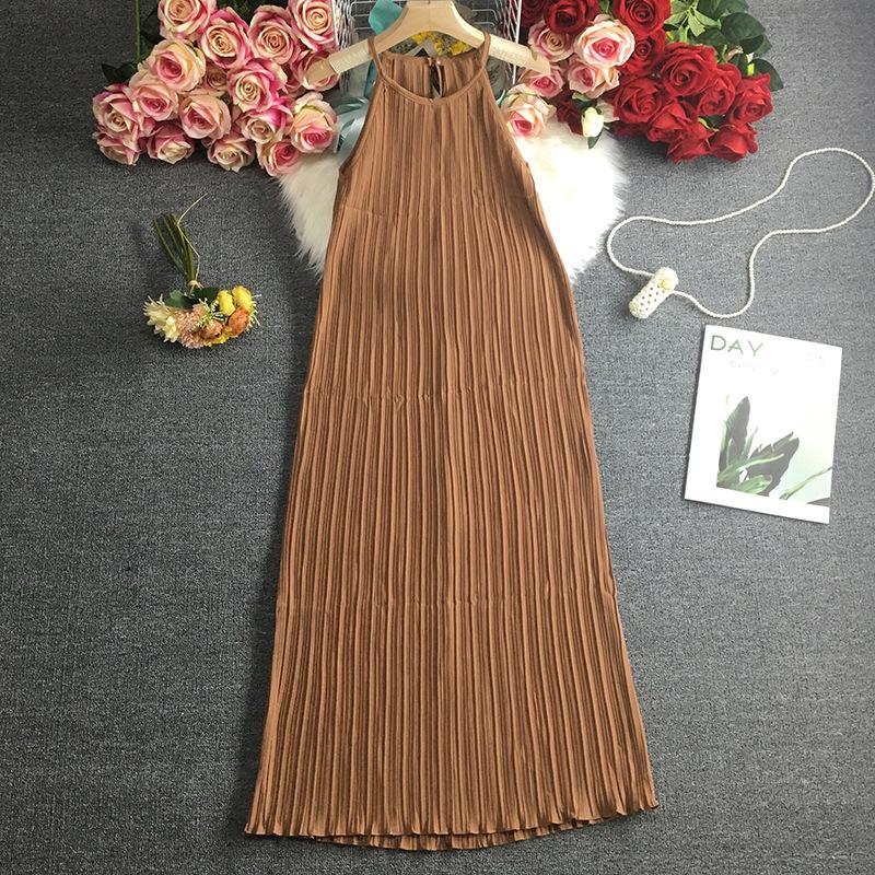 Women's Summer Sleeveless Suspender Dress Korean Style Beach Long Dresses Sundress