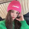 New Autumn and Winter Letter Offset Printing Wool Hat for Women Warm Ear Protection Knitted Hat Korean Style Pullover Hat Cold Hat Trendy