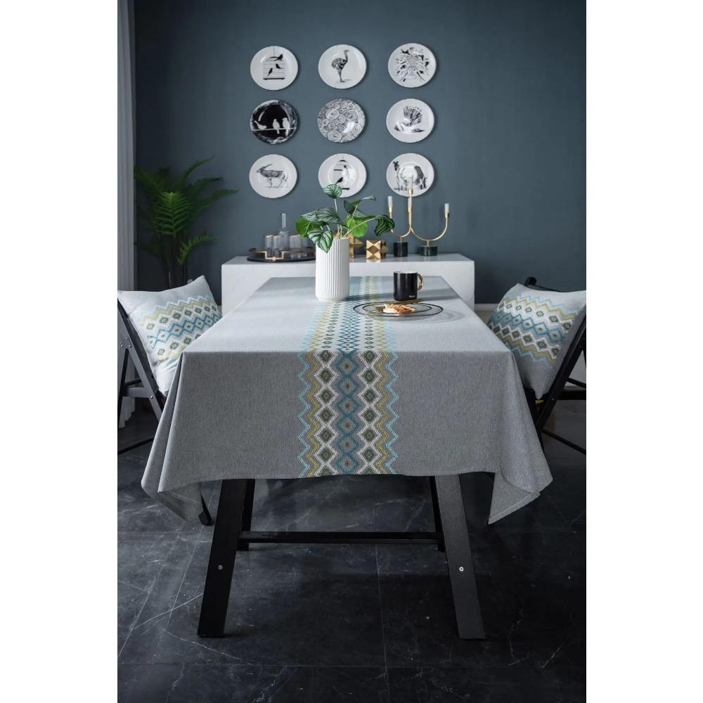 Proud Rose Новый скандинавский Лен Алмазообразный Геометрический Вышитый Водонепроницаемая Скатерть Квадратная Ткань для Полотенца