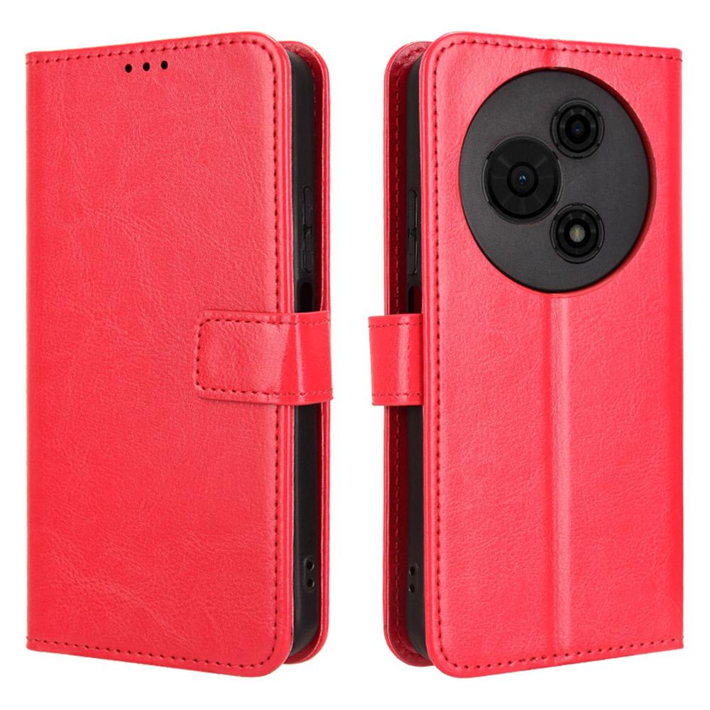 For TCL 605 4G/60 SE Case Crazy Horse Texture PU Leather Phone Wallet Cover with Wrist Strap