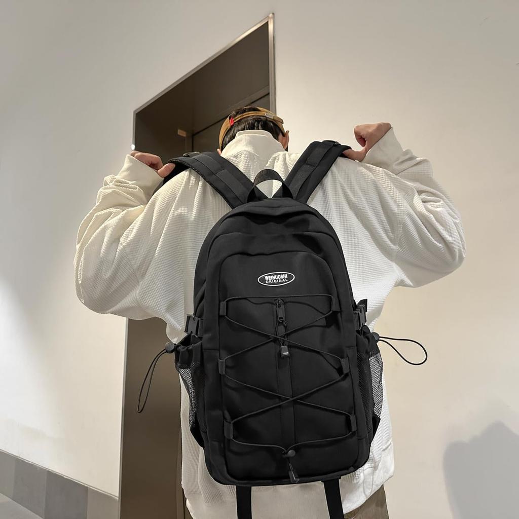 Large High School Town Black [ZESU] Backpack, Korean, Women's, Capacity, School, Student, Rucksack, Student, Men's, Lightweight, Men's, Women's,