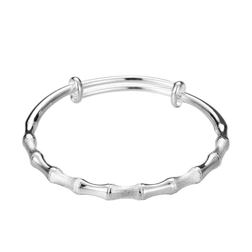 Bamboo Push Pull Bracelet, Female Step By Step Ascending, Frosted Bamboo Bracelet, New White Copper Plated Silver Bracelet
