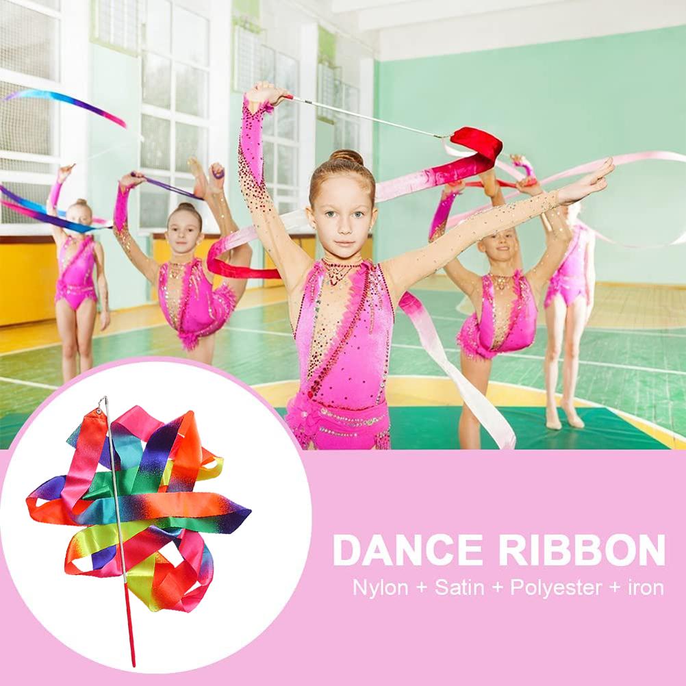 4m Kids Dancing Gymnastics Silk Band Wands Gradient Color Rhythmic Artistic Ballet Twirling Silk