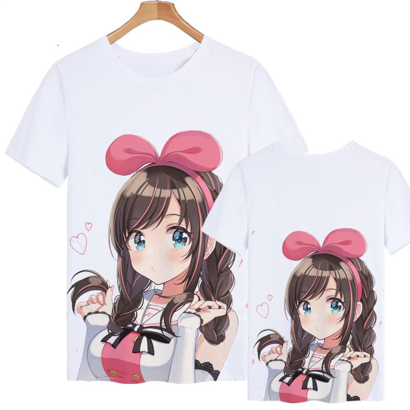 Kizuna AI Hololive VTuber Косплей Футболка 2025 Новая 3D Печать Кавайный Детский Аниме футболка Мужская/Женская Харадзюку Короткий Рукав Футболка Y2k Топ