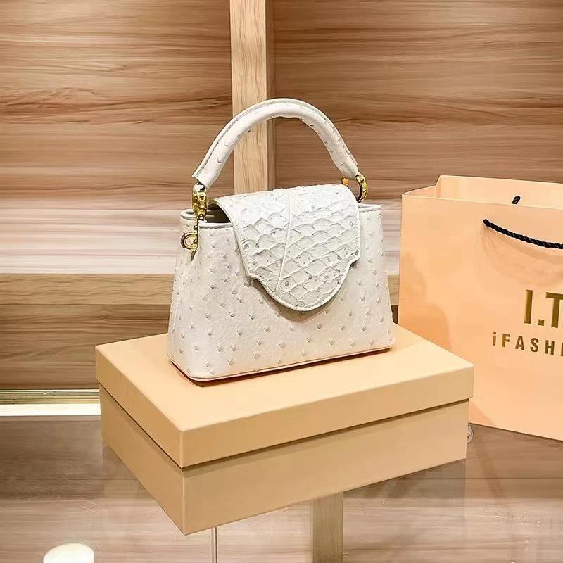 2025 Spring Fashion Women's Ostrich Pattern Crossbody and Shoulder Handbag