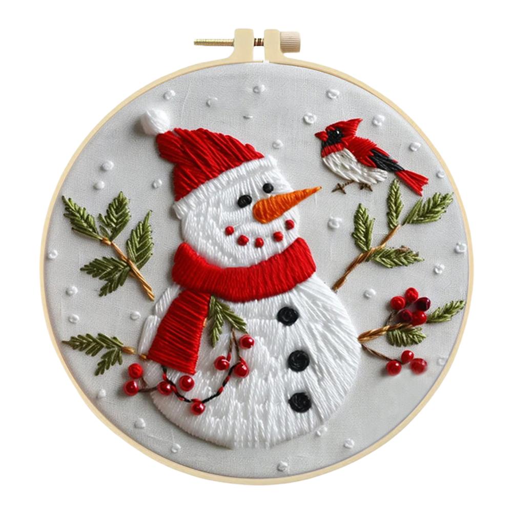 Winter Cotton Stamped Embroidery Cross Stitch DIY Starter Needlepoint Kit25x25cm
