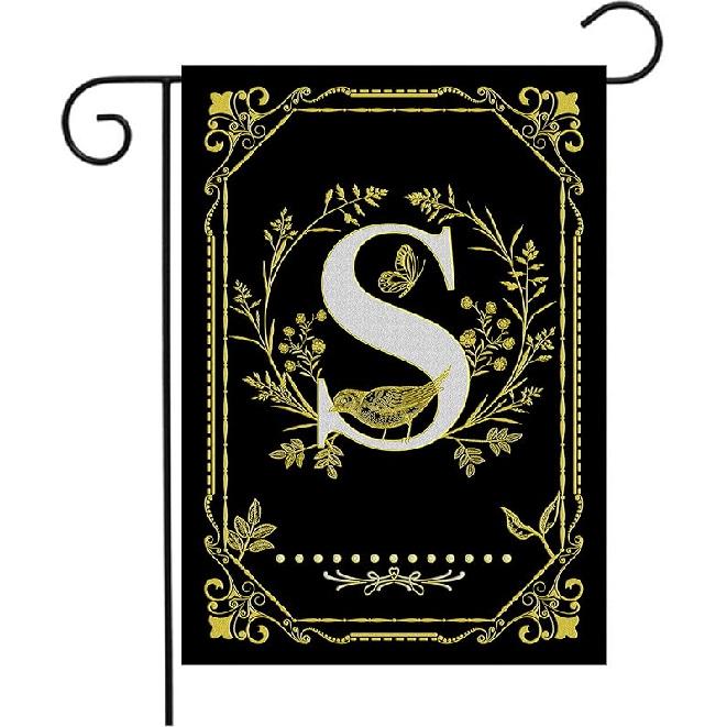 Monogram Q Garden Flag Initial Outdoor Flags Letter Q Flag for Front Yard Porch Lawn Outside Seasonal Garden Flags 12x18 Double Sided