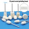 12 Pcs Wool Polishing Head 2.35Mm Shank For Ladies Nails Felt Bobs Engraver Abrasive Tools Grinding Rotary Drill Bit