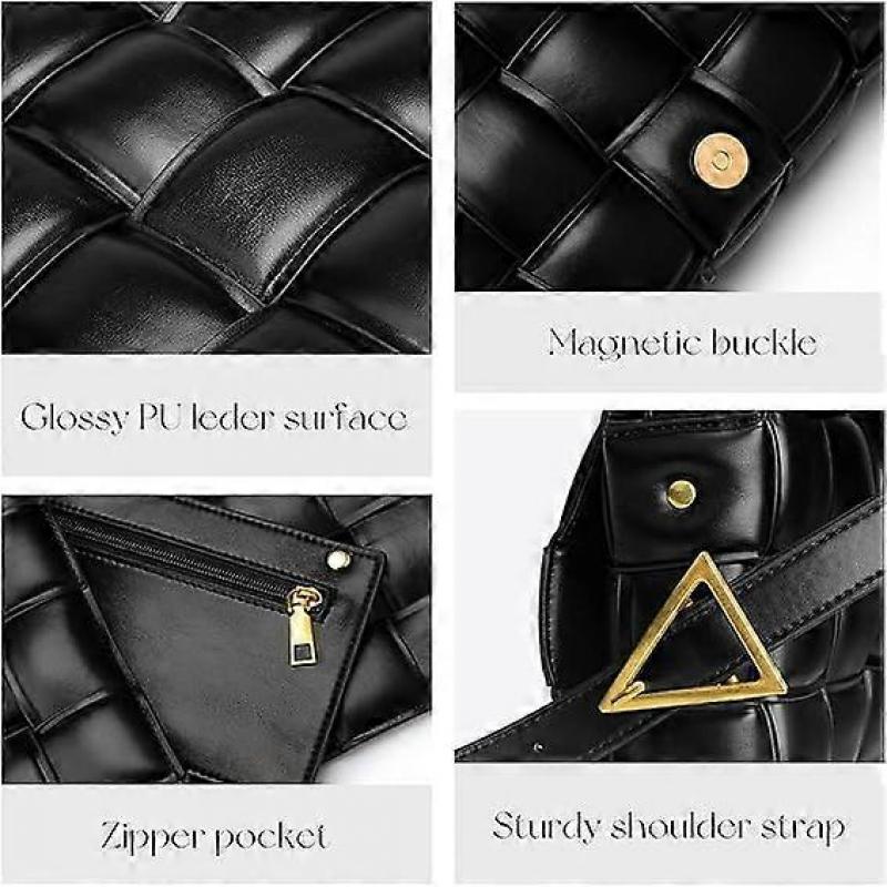 Woven Padded Cassette Crossbody Trend Shoulder Bag Clutch Bag Squ