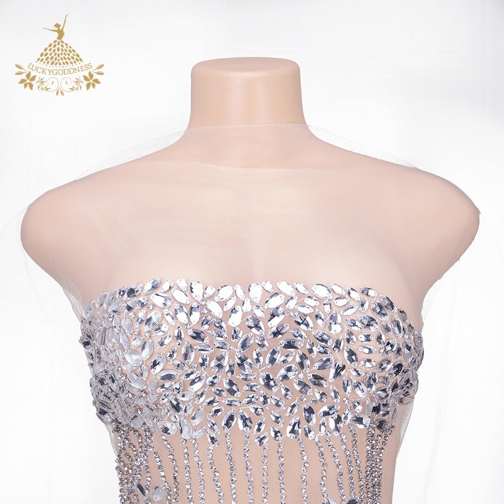 Handmade White Net Sew-on Crystal Beads Patches Rhinestones Applique in Flower Shape Dress Clothes Accessory-DRA-641