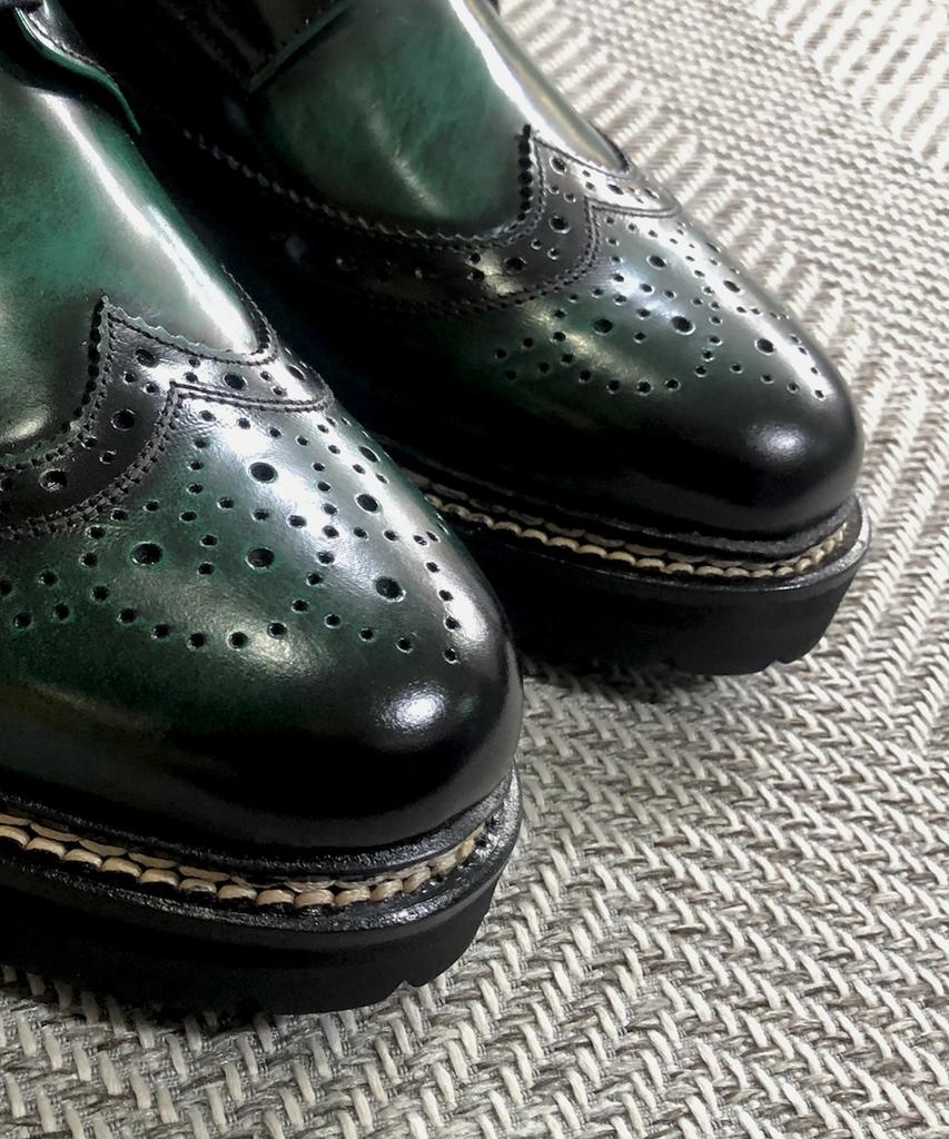 Joenshoe Human Stitch Wingtip Oxford Emerald Green