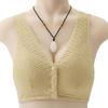 Large Size New Lace Front Buckle Underwear Women's Soft Cotton Insertable Vest Type No Steel Ring Bra